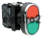 Кнопка сдвоенная красно-зеленая с подсветкой неон (1НО+1НЗ) B132K20KY - Купить Кнопка сдвоенная красно-зеленая с подсветкой неон (1НО+1НЗ) B132K20KY с доставкой по России. 