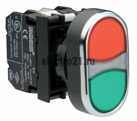 Кнопка сдвоенная красно-зеленая с красной подсветкой(1НО+1НЗ) B162K20KY - Купить Кнопка сдвоенная красно-зеленая с красной подсветкой(1НО+1НЗ) B162K20KY с доставкой по России. 
