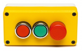 Пост черно-желтый 3-х кнопочный (авар.стоп d30мм)(1НО+2НЗ) - Купить Пост черно-желтый 3-х кнопочный (авар.стоп d30мм)(1НО+2НЗ) с доставкой по России. 